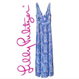 Lilly Pulitzer Sloane Sleeveless Womens Midi Blue And Pink Dress Size Small